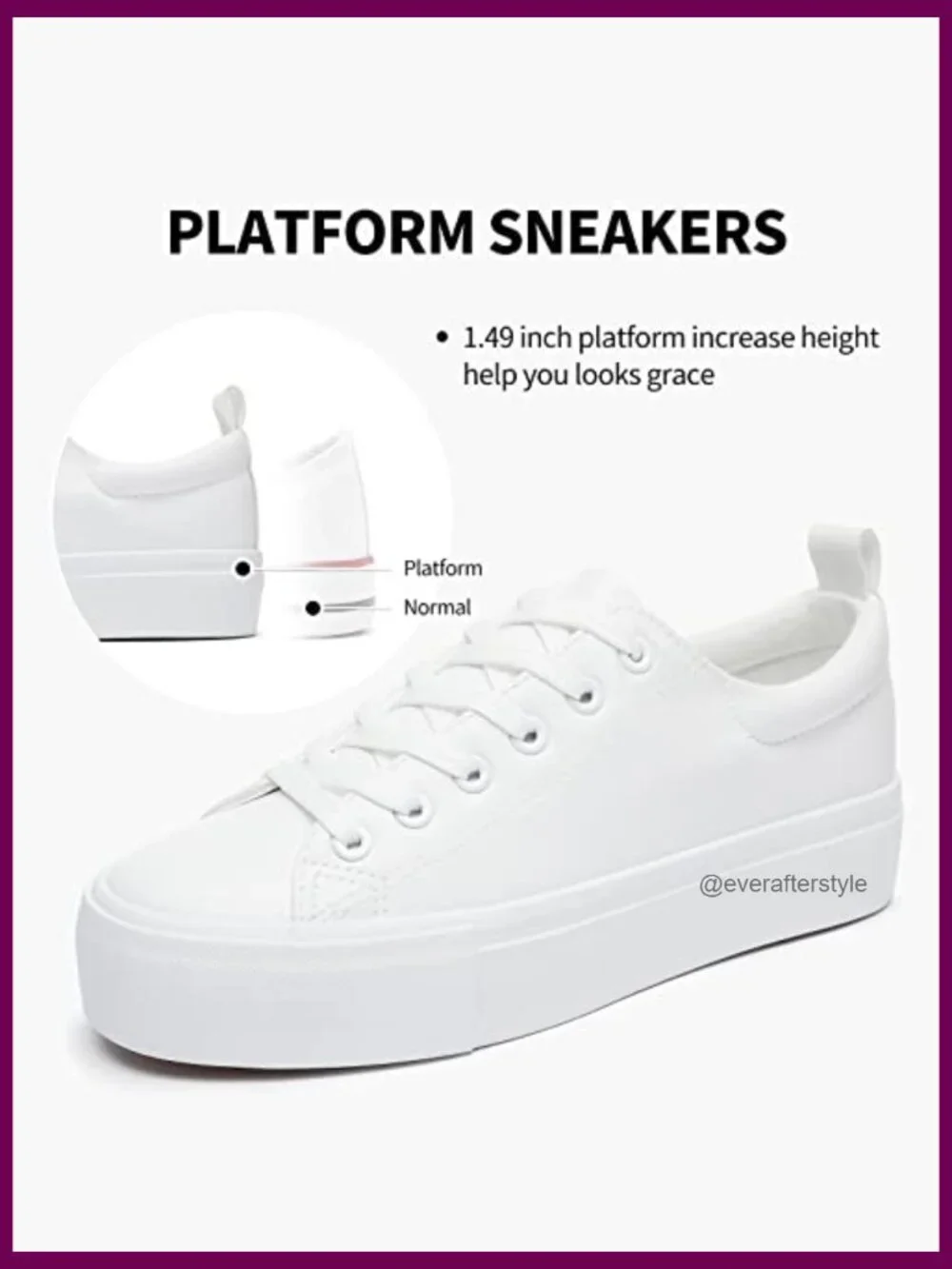 PU Leather Platform Sneakers Lace Up Casual Walking Shoes - Picture 4 of 7